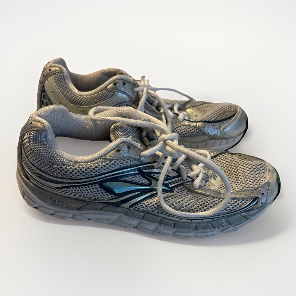 Brooks Addiction 10 MoGo DNA Running Shoes Teal Silver Womens Size 8 1200941B464